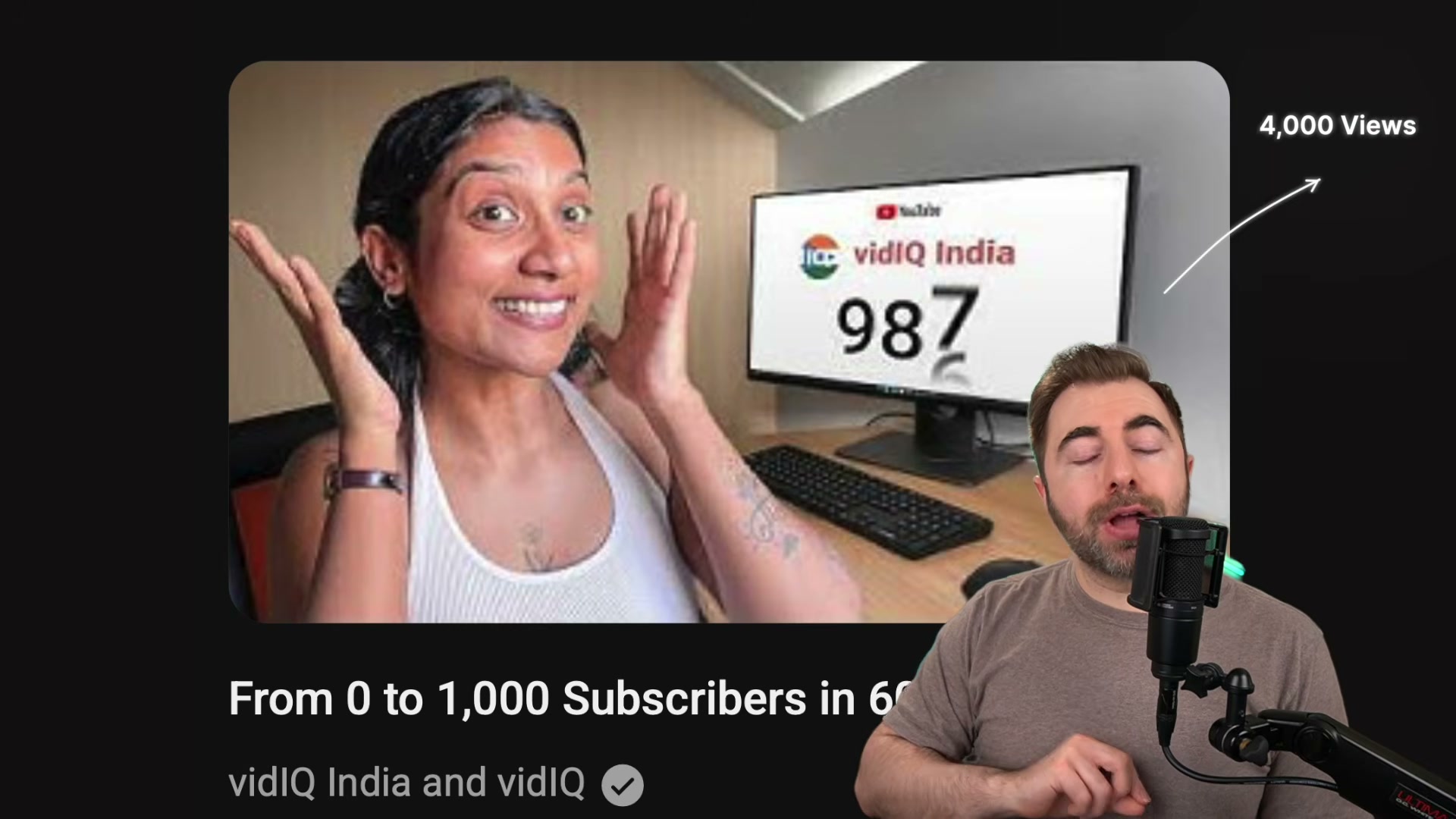 vidIQ collab tool in action: the vidIQ India collaboration video pulled 4,000 views — proof the strategy works