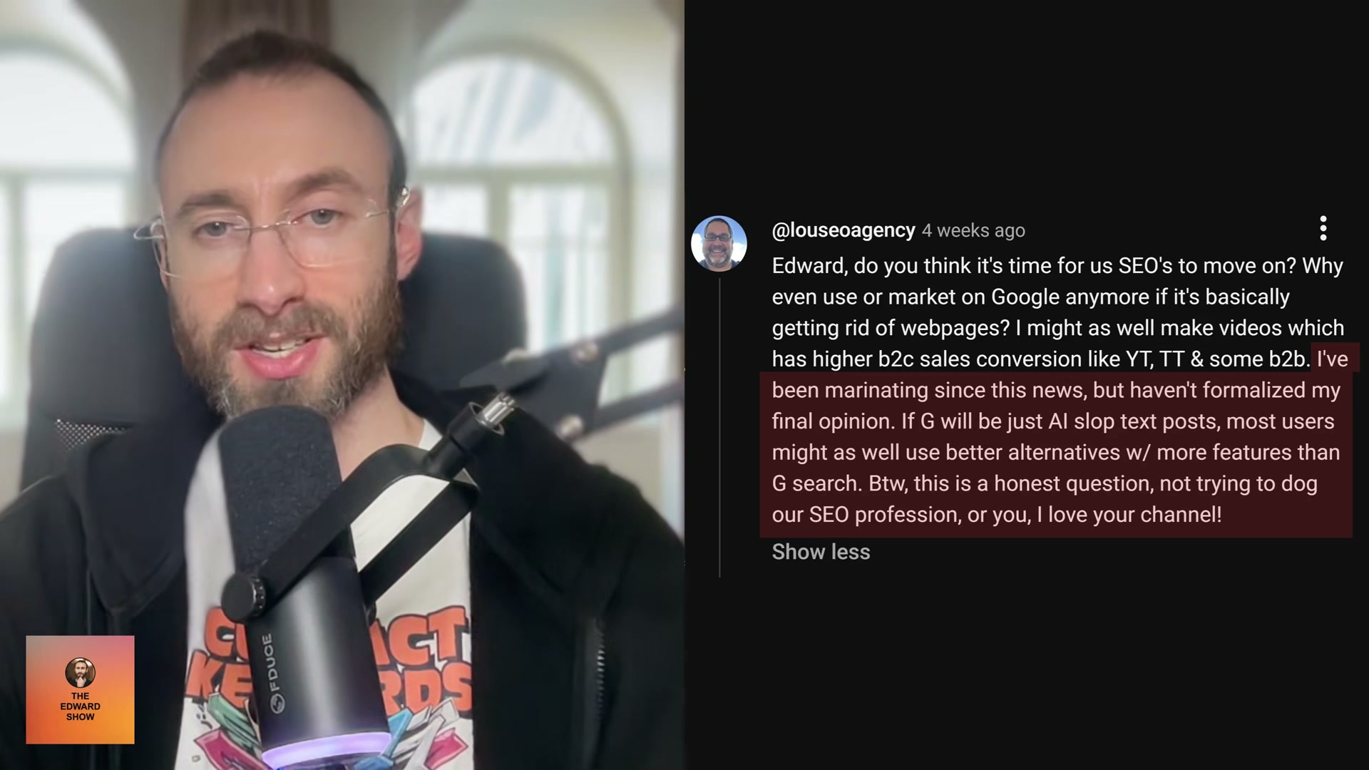 The real question from the community: is Google still worth building on, or is organic search becoming an AI slop dump?