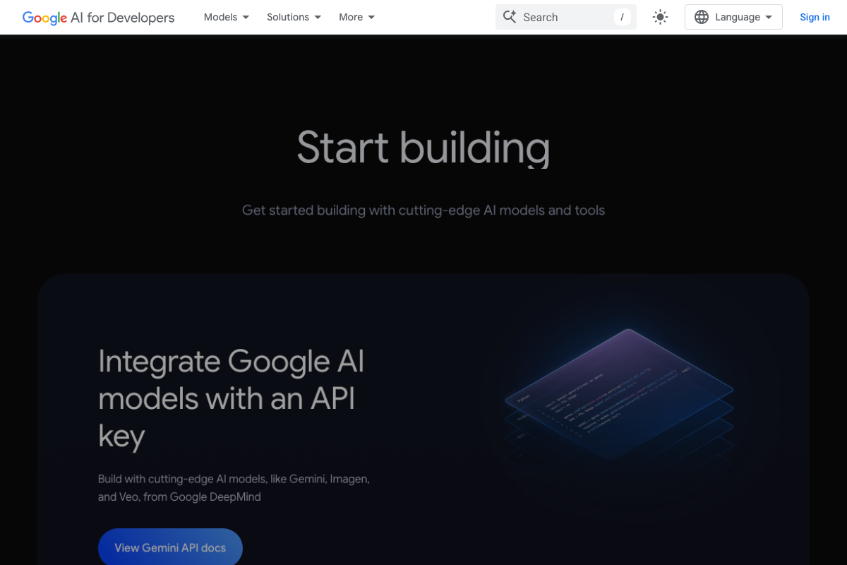 Google AI for Developers — 'Integrate Google AI models with an API key'; no keyless free-tier TTS path confirmed