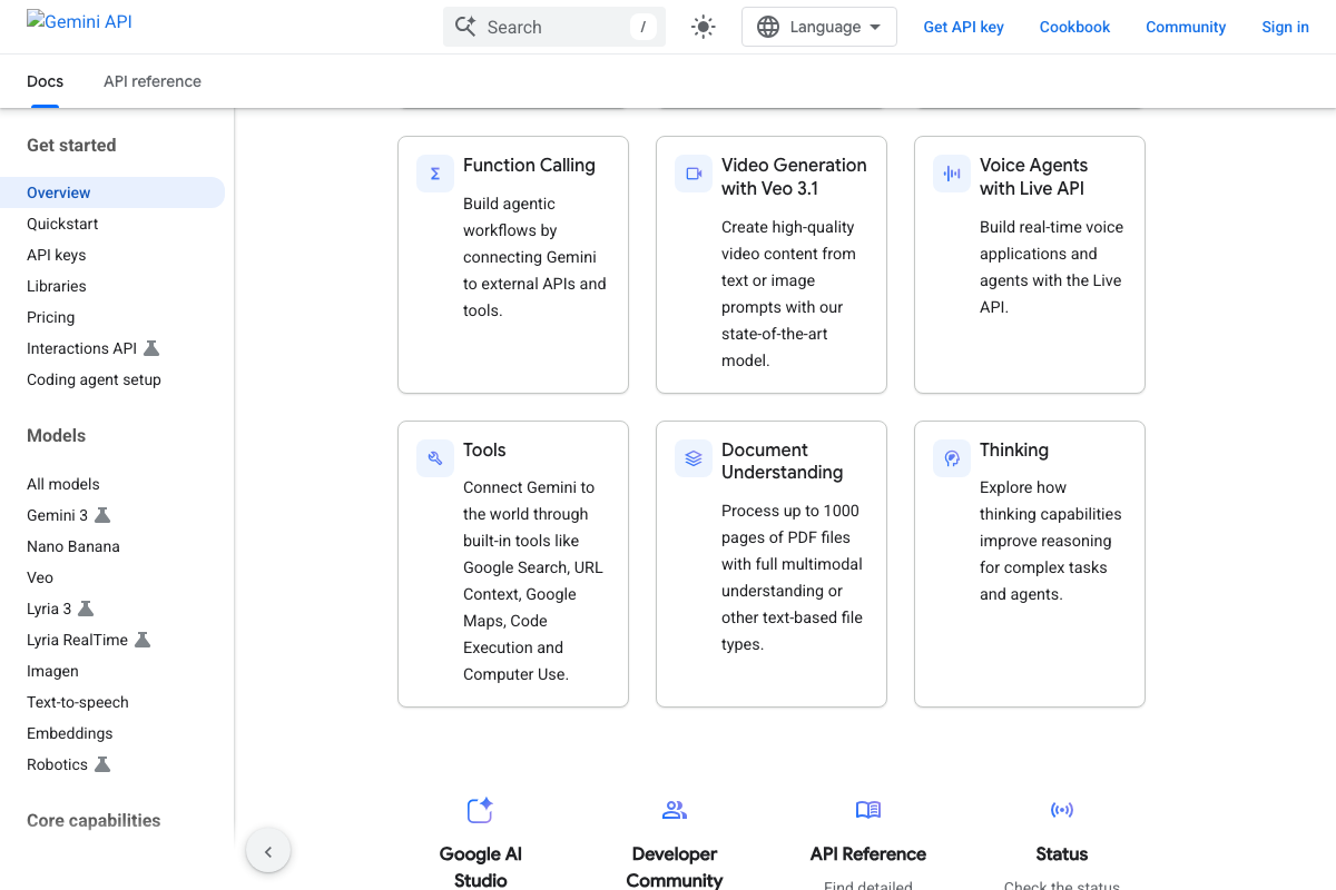 Gemini API capabilities overview — includes built-in Google Search and URL Context tools, which shape how live web content surfaces in Gemini-generated responses.