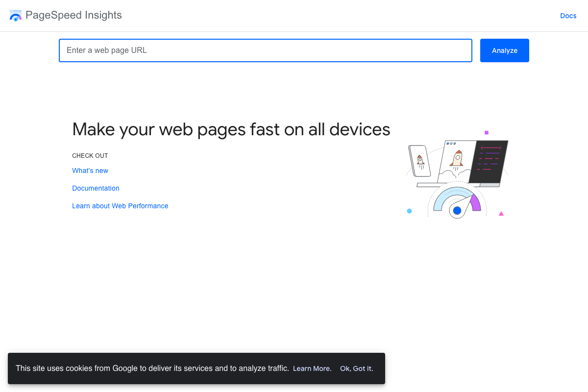 PageSpeed Insights at pagespeed.web.dev — per-URL Core Web Vitals analysis across mobile and desktop