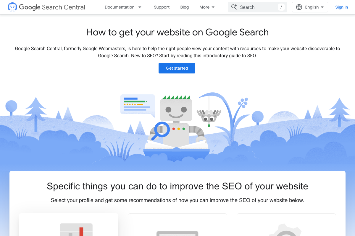 Google Search Central homepage (developers.google.com/search) — the general SEO resource hub; the Search Central Live Toronto event page is separate