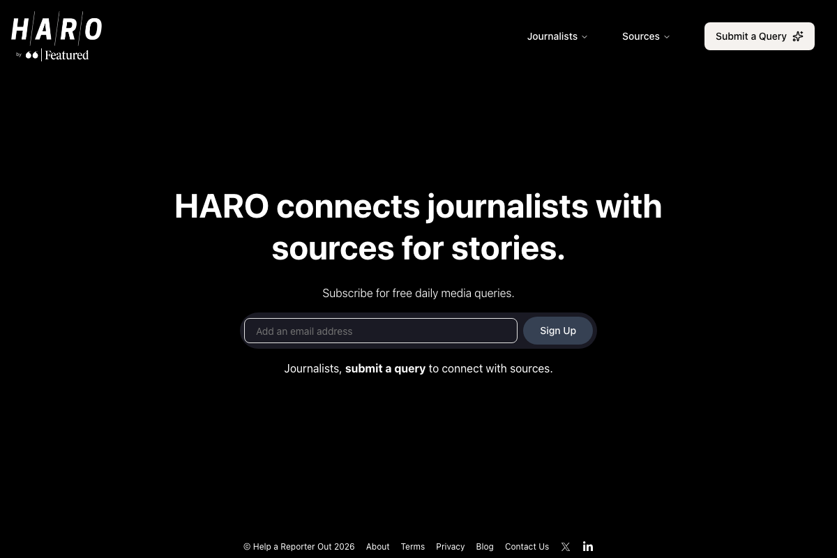 HARO homepage: