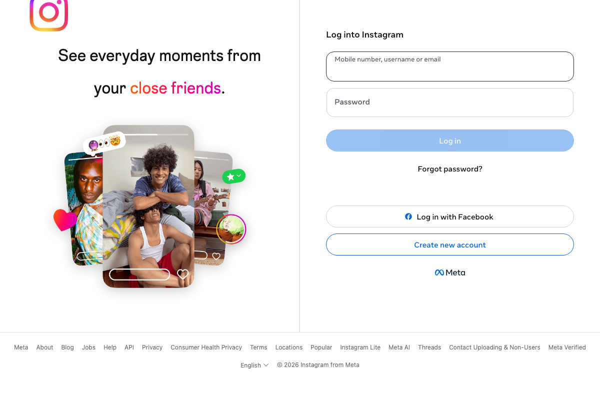 Instagram login page — caption-link documentation not accessible without authentication