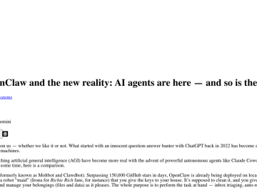 Article backdrop: Claude, OpenClaw and the new reality: AI agents are here — a