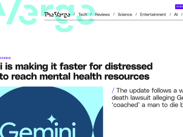 Article backdrop: Gemini is making it faster for distressed users to reach men