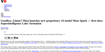 Article backdrop: Goodbye, Llama? Meta launches new proprietary AI model Muse