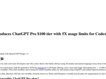Article backdrop: OpenAI introduces ChatGPT Pro $100 tier with 5X usage limits