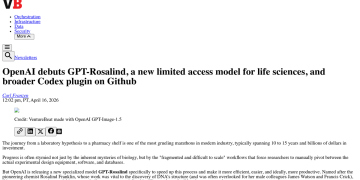 Article backdrop: OpenAI debuts GPT-Rosalind, a new limited access model for l