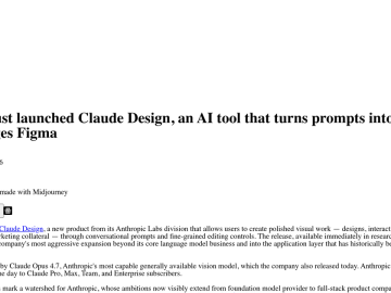Article backdrop: Anthropic just launched Claude Design, an AI tool that turns
