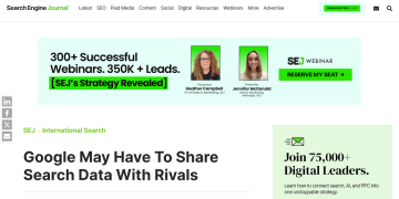 Article backdrop: Google May Have To Share Search Data With Rivals via @sejour