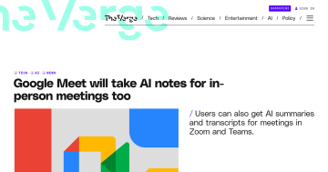 Article backdrop: Google Meet will take AI notes for in-person meetings too