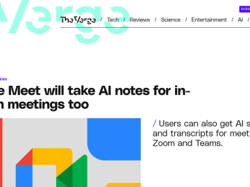 Article backdrop: Google Meet will take AI notes for in-person meetings too