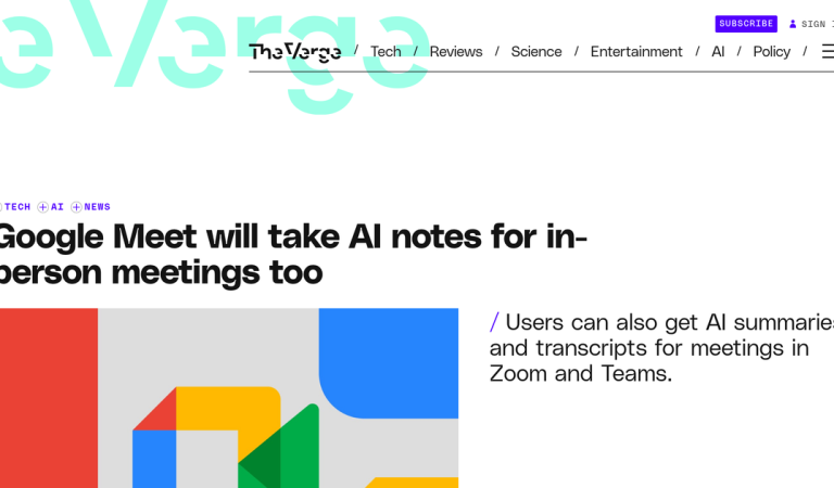 Google Meet AI Notetaker Expands to In-Person and Rival Platforms