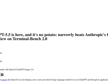Article backdrop: OpenAI's GPT-5.5 is here, and it's no potato: narrowly beats