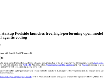 Article backdrop: American AI startup Poolside launches free, high-performing
