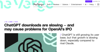 Article backdrop: ChatGPT downloads are slowing — and may cause problems for O