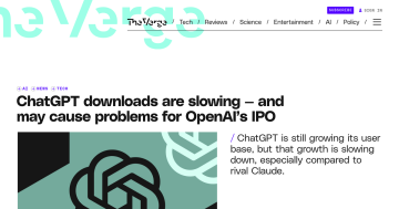 Article backdrop: ChatGPT downloads are slowing — and may cause problems for O