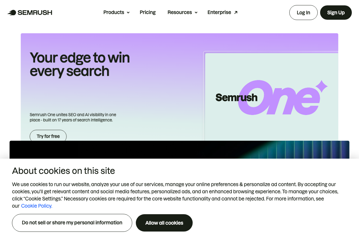 Semrush One section describing its combined SEO and AI visibility positioning