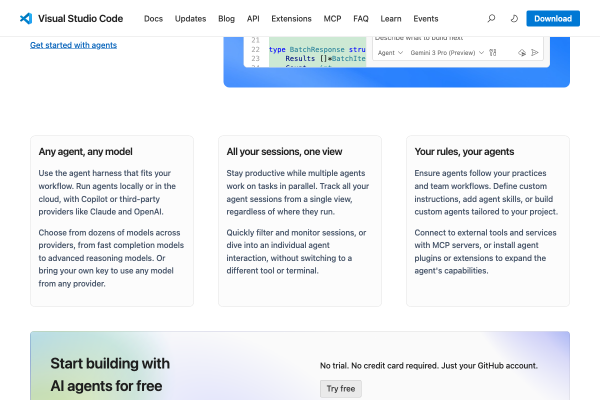 VS Code 'All your sessions, one view' feature card — a GitHub Copilot feature distinct from the Claude Desktop sessions panel shown in the tutorial.