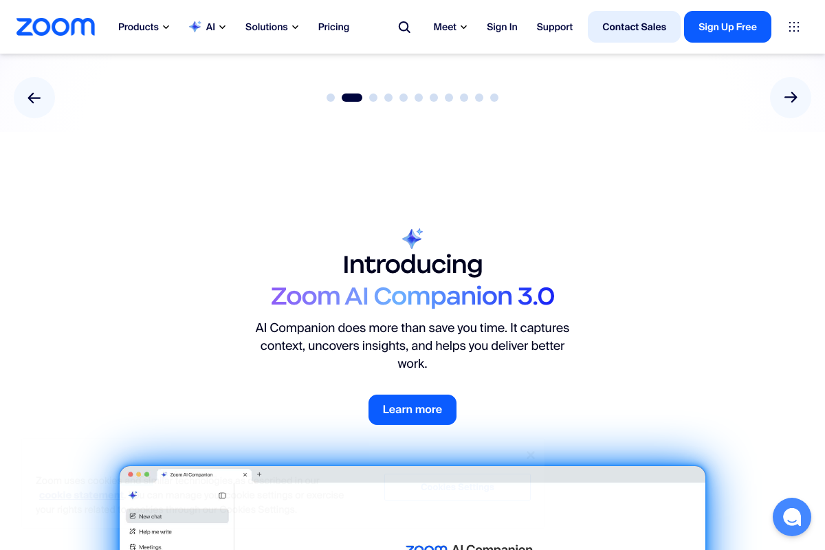 Zoom.us — Zoom AI Companion 3.0 is Zoom's own AI assistant, distinct from any Claude connector