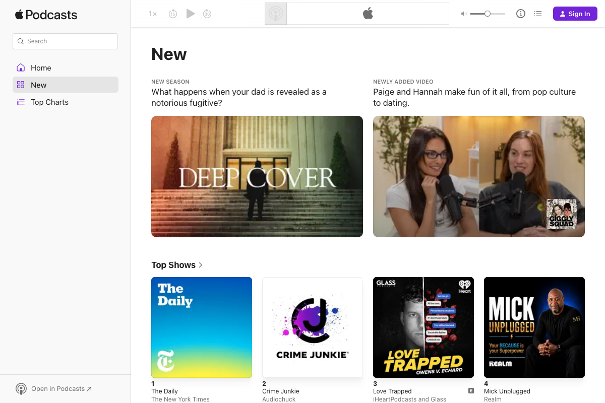 Apple Podcasts web player — browse view, unrelated to SEO tutorial