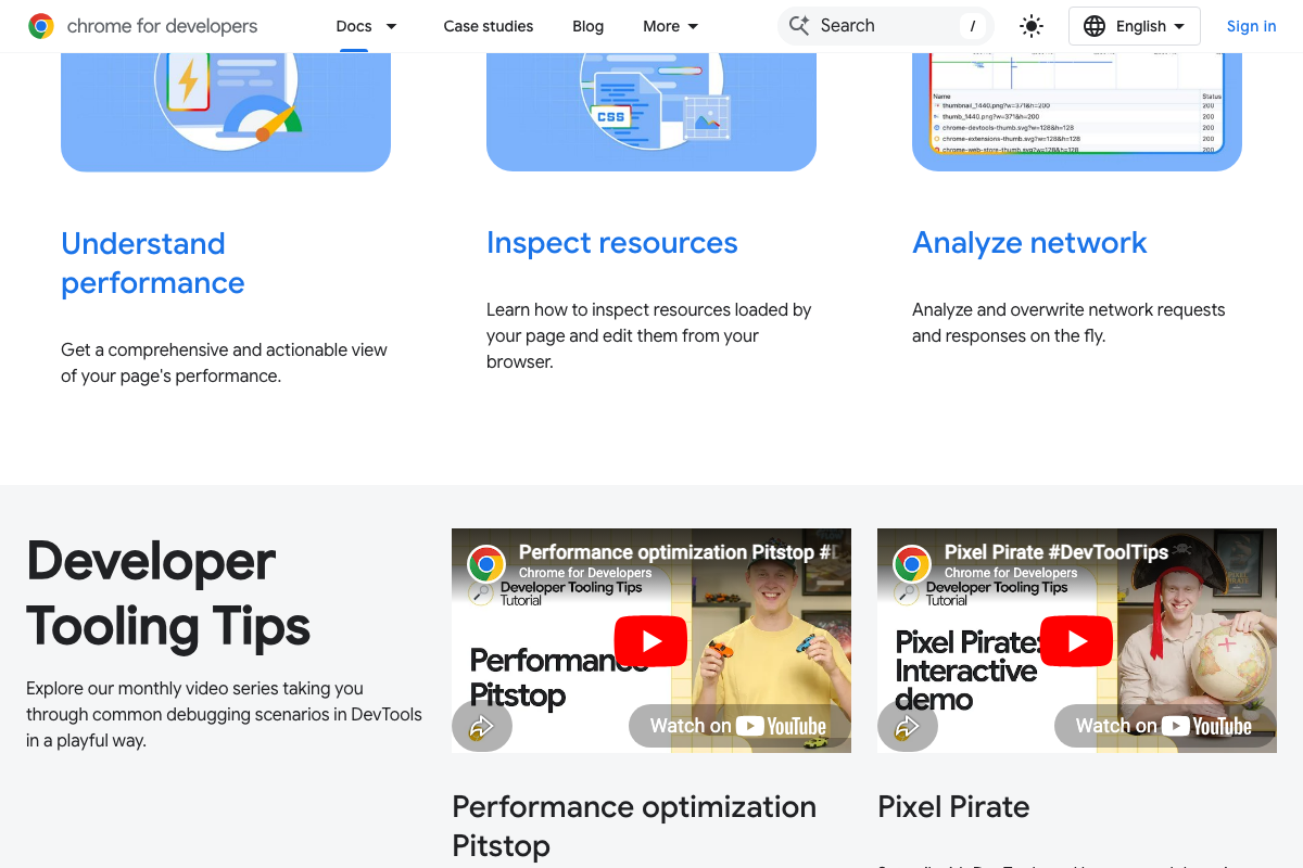 Chrome DevTools docs confirming the Network panel supports live inspection and analysis of network requests and response payloads