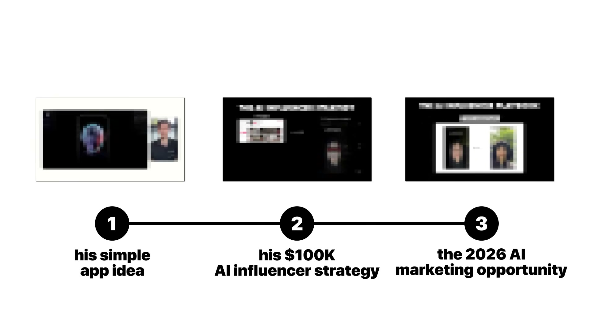 The video's three-act breakdown: app concept → AI influencer execution → the broader opportunity.