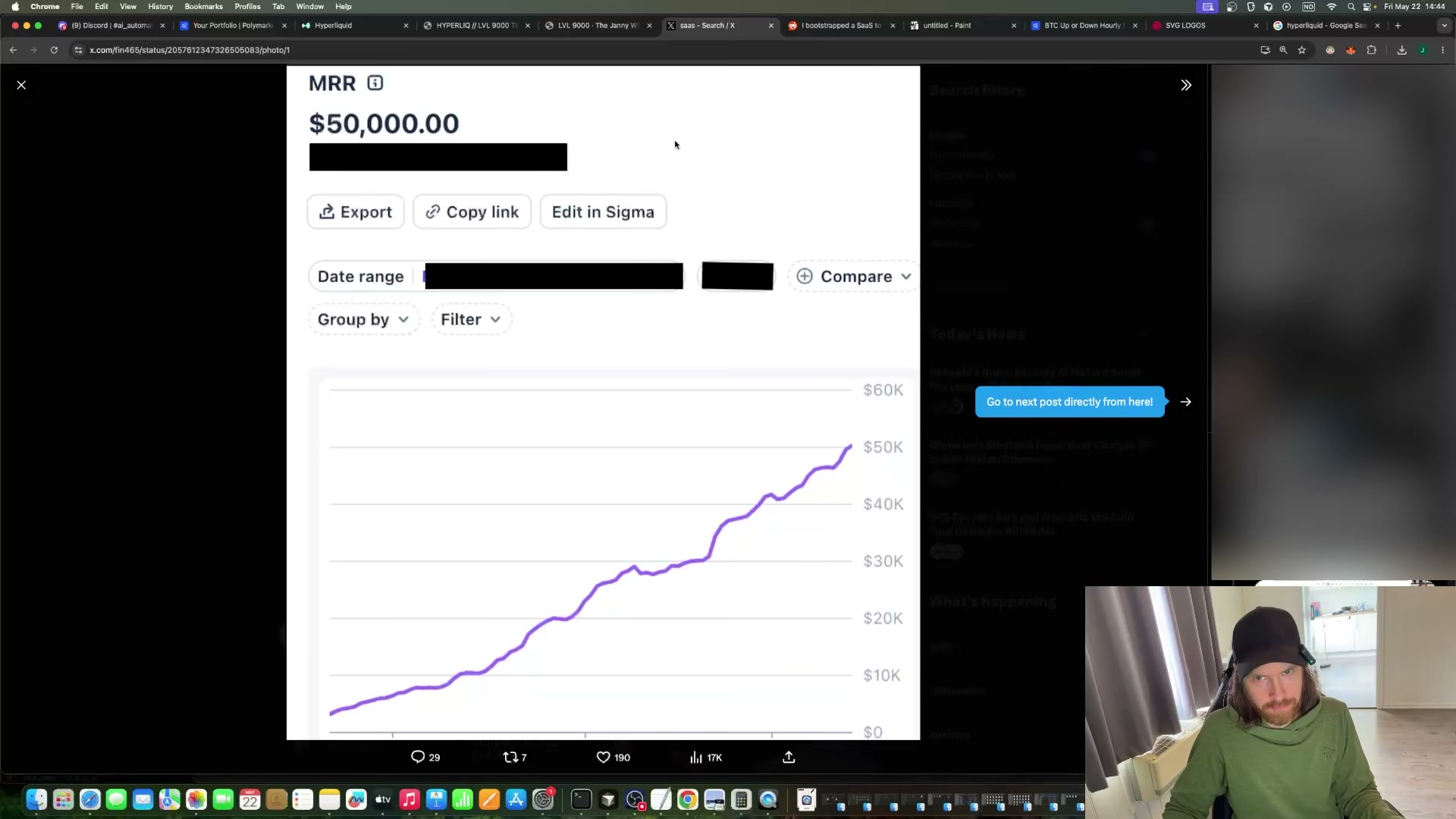 The inspiration: a viral $50K MRR chart on X that triggered thousands of engagements — this is the FOMO playbook being studied.