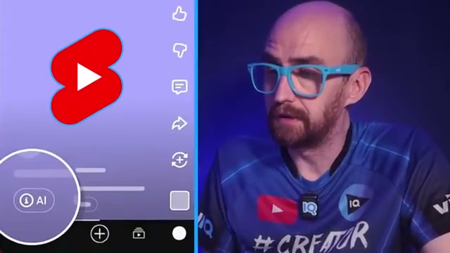 The 'ⓘ AI' badge appears directly on the YouTube mobile player, not buried in the description