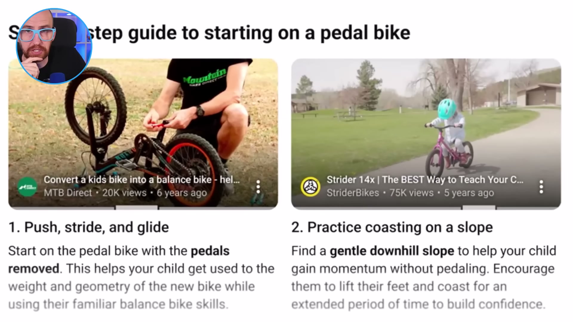 Ask YouTube doesn't just return videos — it generates a structured, numbered guide with written instructions pulled from video content, paired with curated thumbnails.