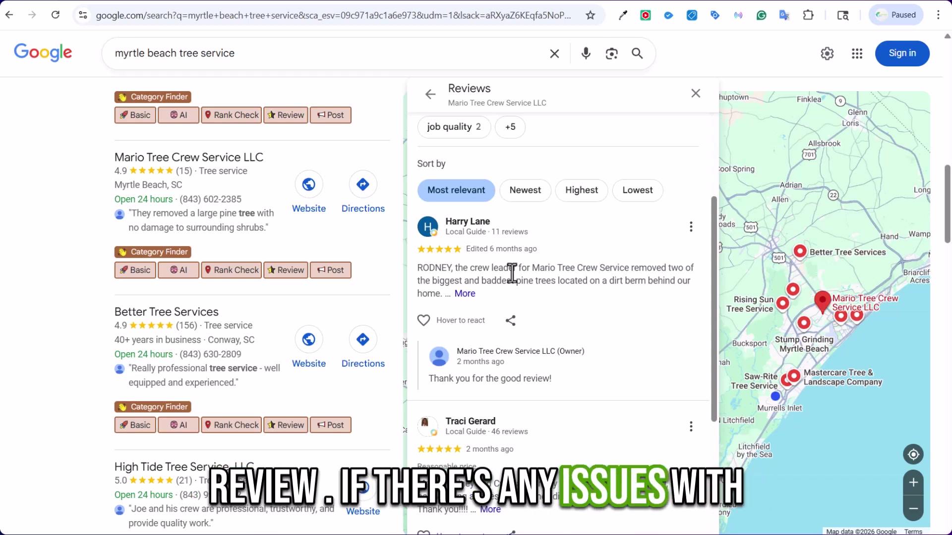 Owner responses to reviews are a ranking signal and a trust signal — this is what an actively managed GBP looks like.