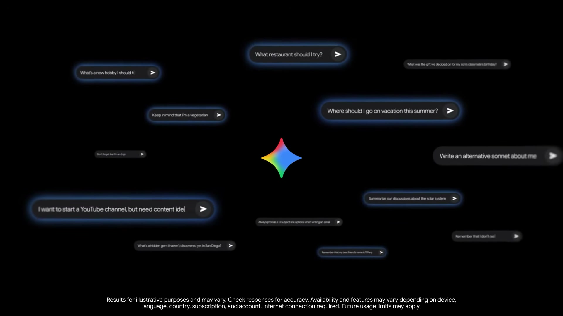 Gemini-powered AI Mode handles everything from restaurant recommendations to personal memory recall — a conversational layer on top of all of Google Search.