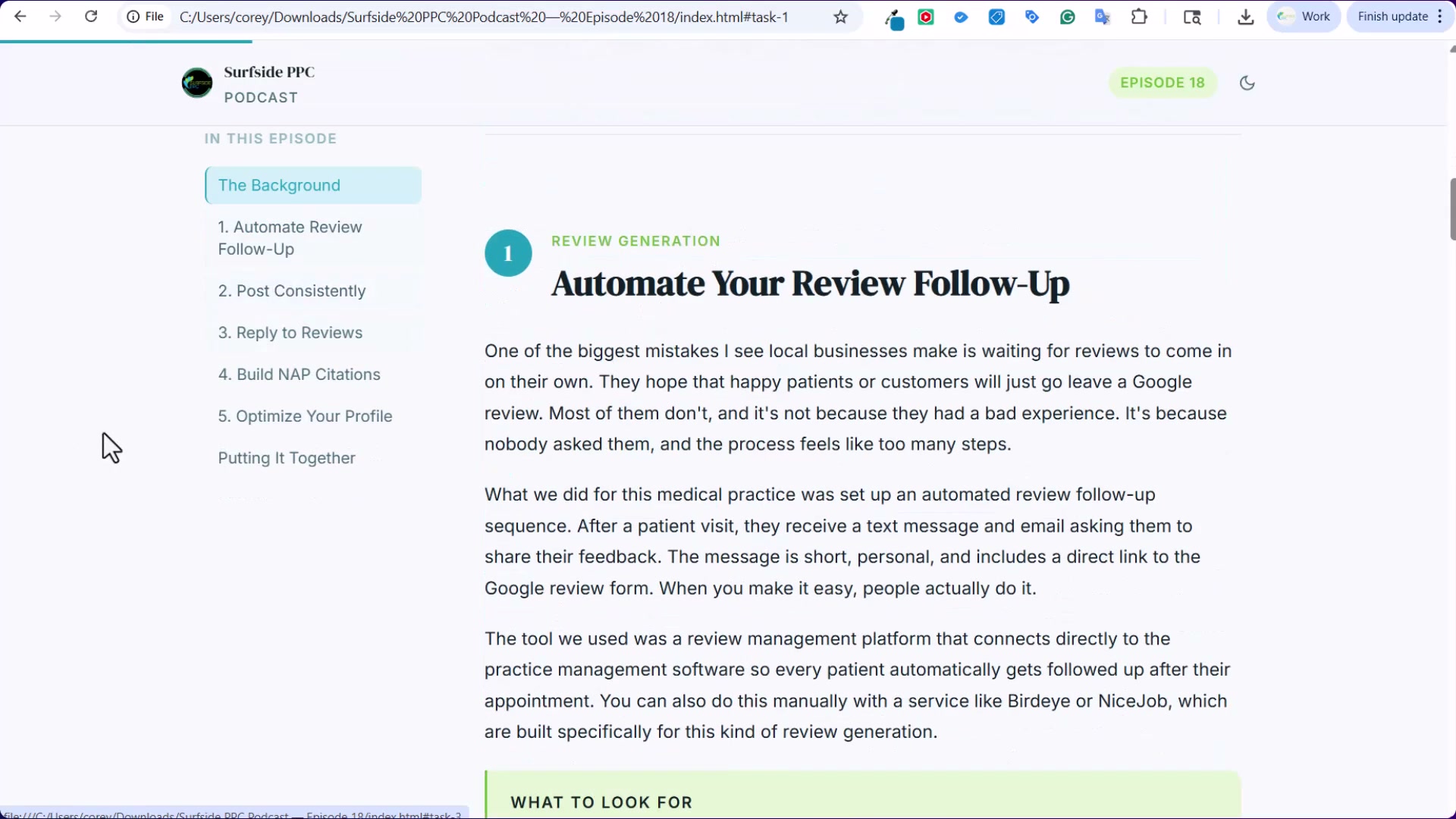 Task 1: Automate Your Review Follow-Up — stop waiting for patients to volunteer reviews; build the ask into your post-visit workflow.