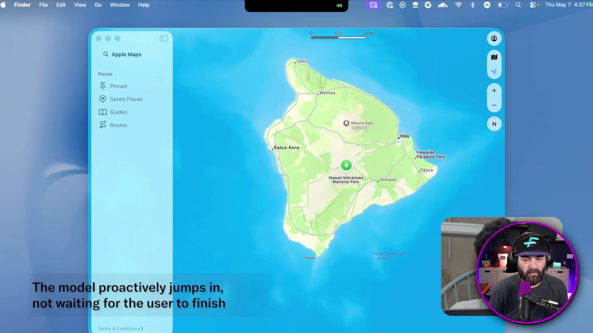 Thinking Machines demo: the interaction model proactively assists inside Apple Maps, anticipating intent before the user finishes speaking.