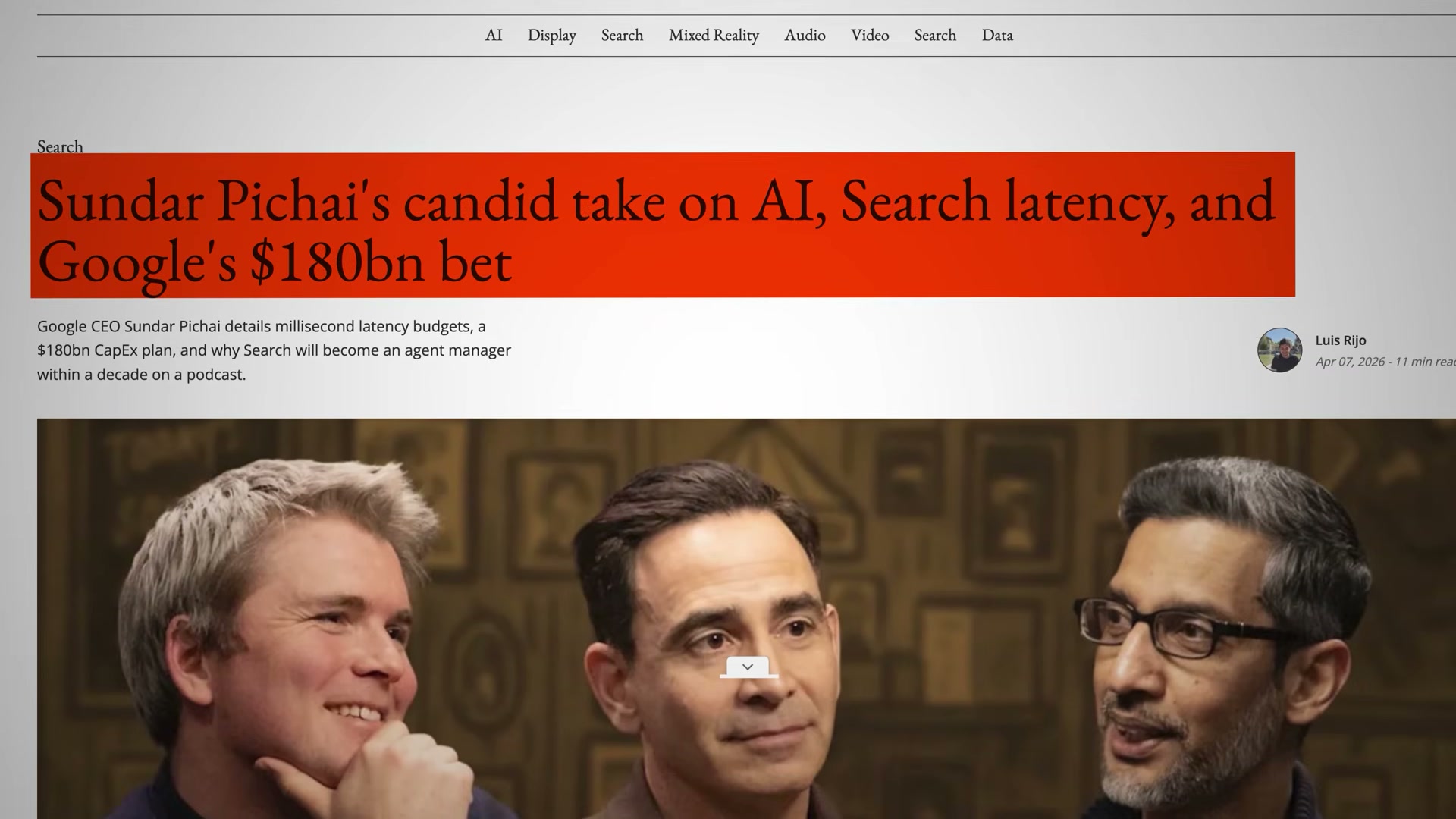 Google CEO Sundar Pichai's own words: Search will become an agent manager within a decade — the clearest signal that ranking-based SEO is ending.