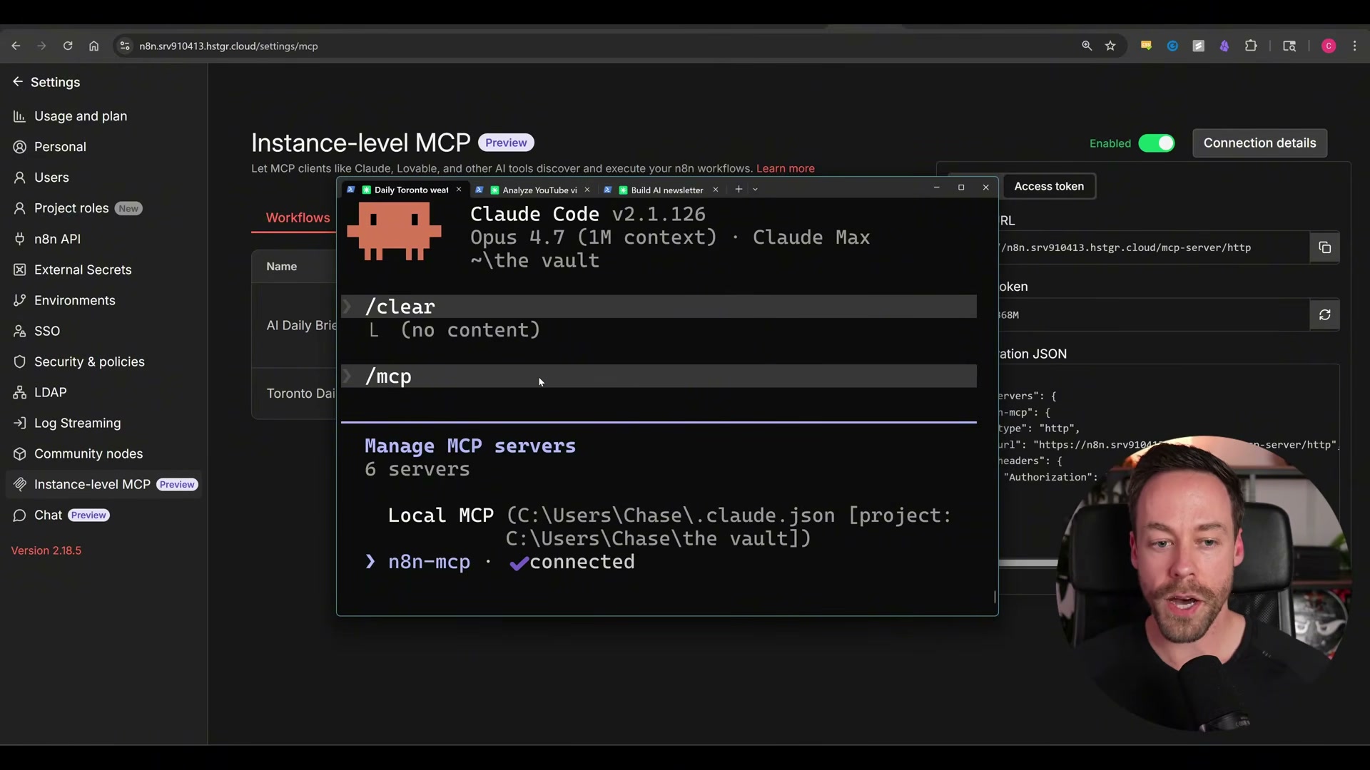 Run /mcp in Claude Code and confirm n8n-mcp shows ✅ connected — your AI can now build workflows directly
