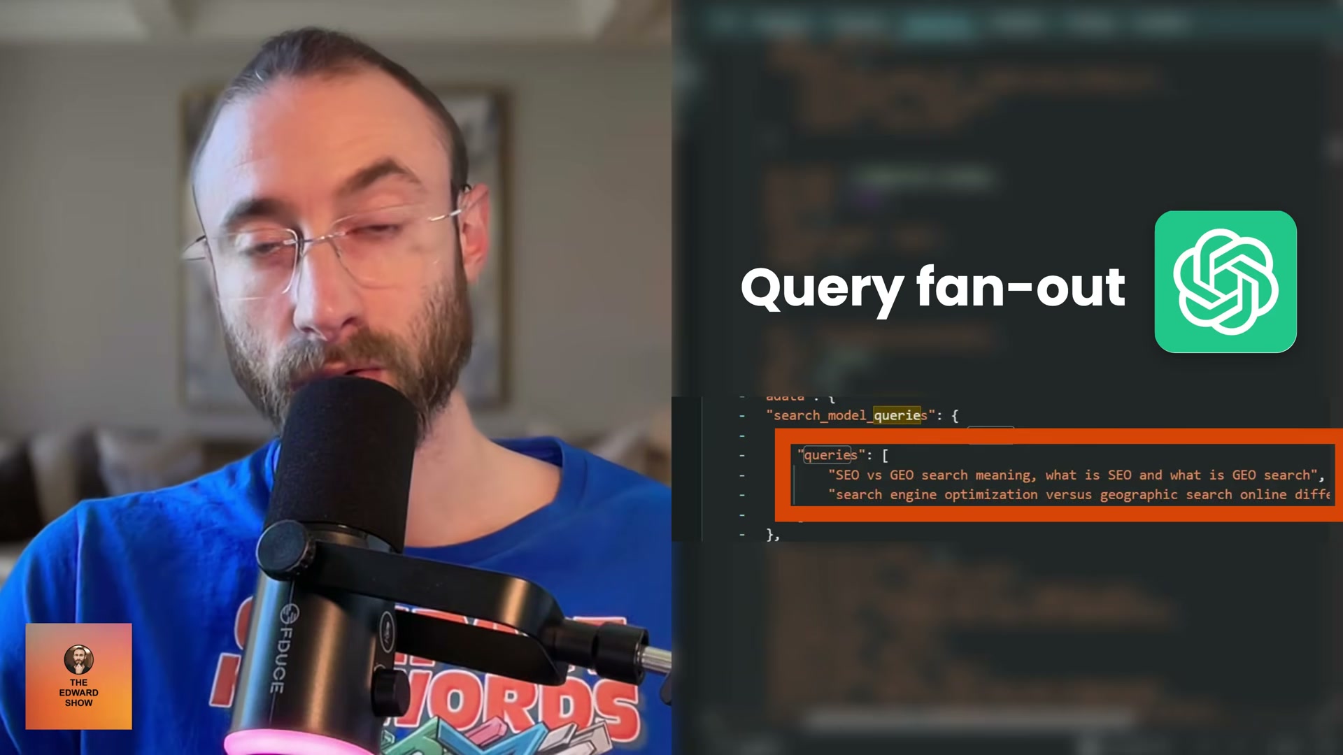 Inside browser DevTools, ChatGPT's search_model_queries field exposes the exact fanout sub-queries it runs — this is what you're optimizing titles and URLs against.