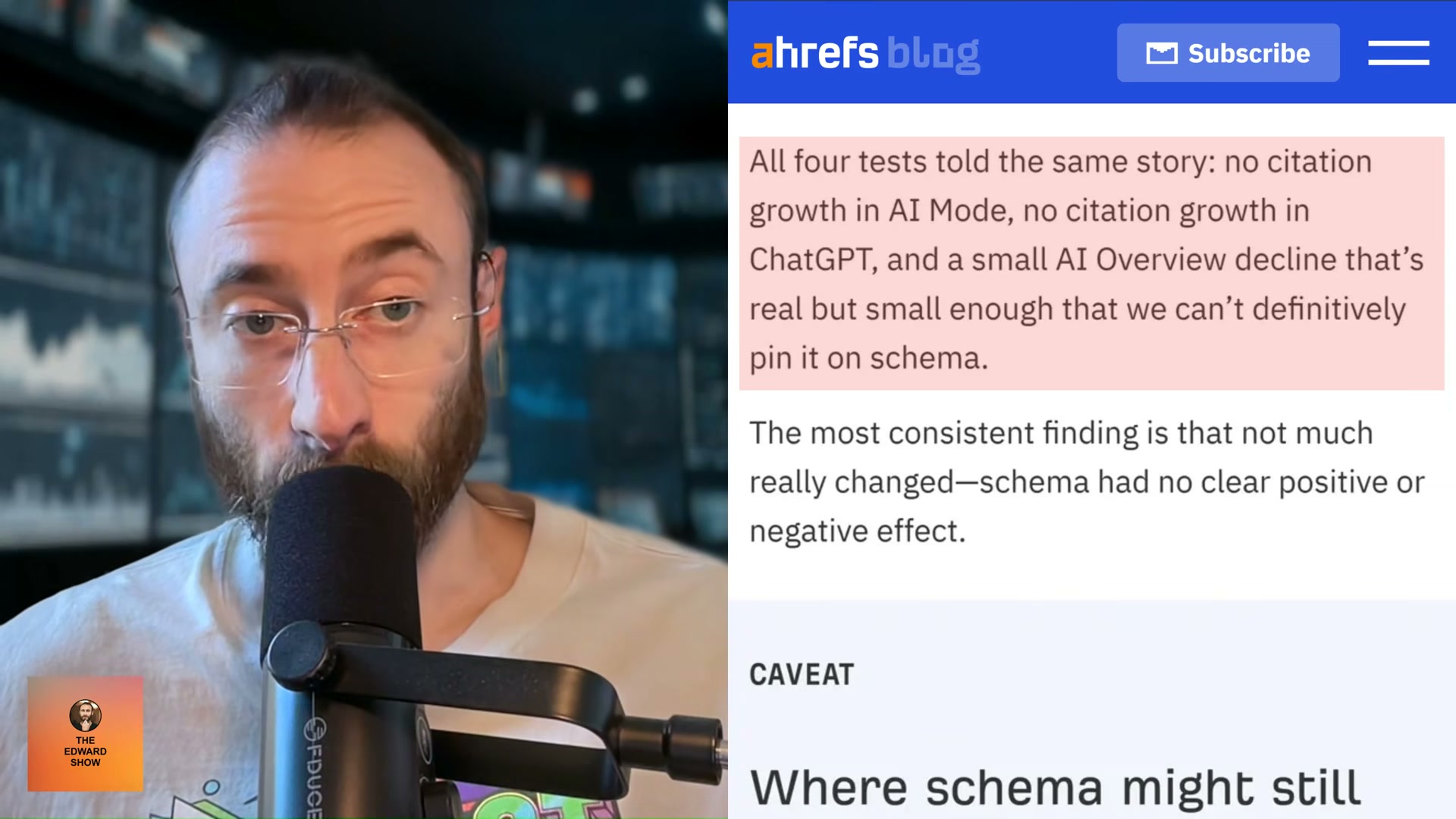 The final verdict across all four tests: schema had no clear positive or negative effect on AI citations.