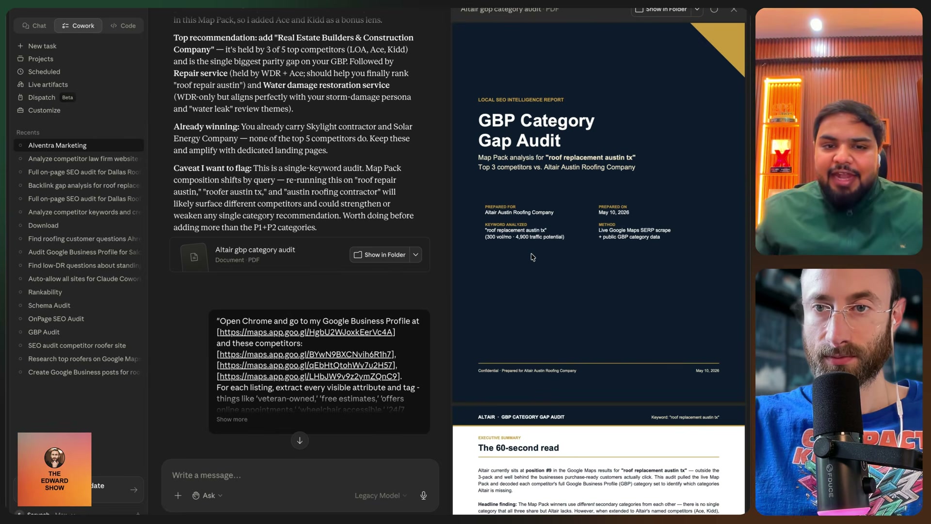 The GBP Category Gap Audit report — Claude generates a branded PDF identifying categories your competitors hold that you're missing.
