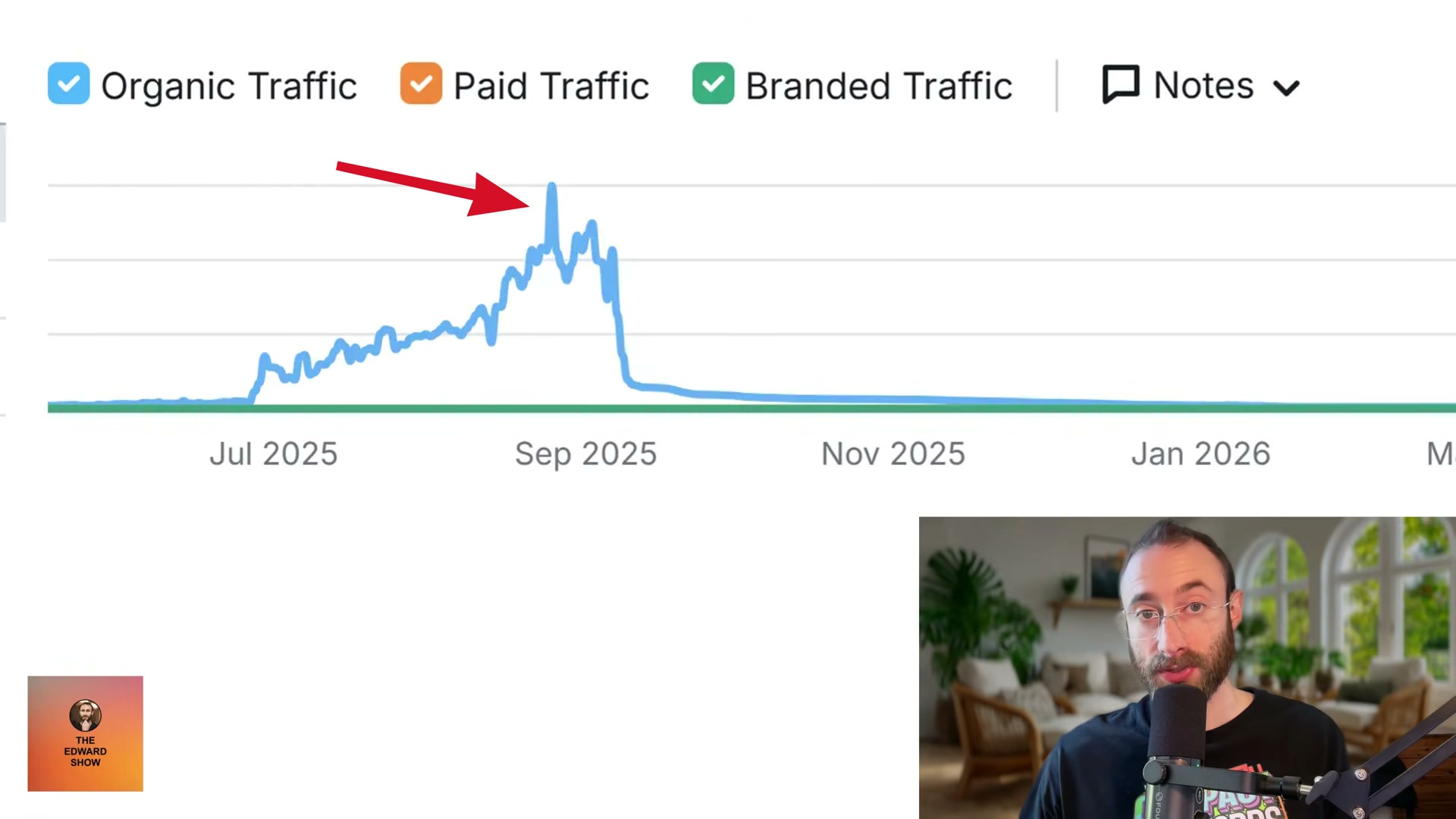 Real traffic data: organic spike followed by collapse — where Google's guidance meets observed reality