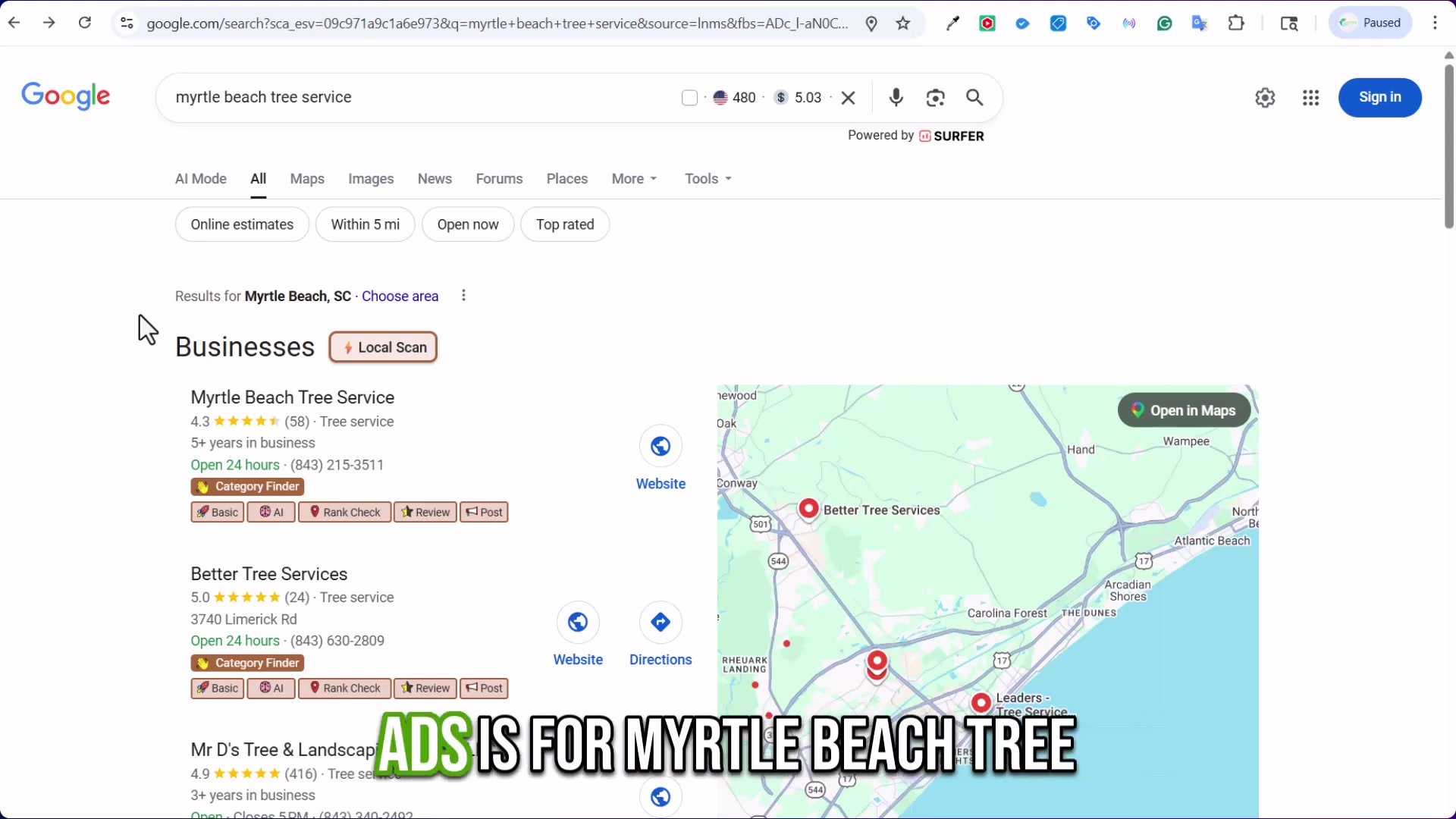 480 monthly searches at $5.03 CPC — knowing your market's search volume and cost-per-click lets you set a realistic ad budget before spending a dollar.