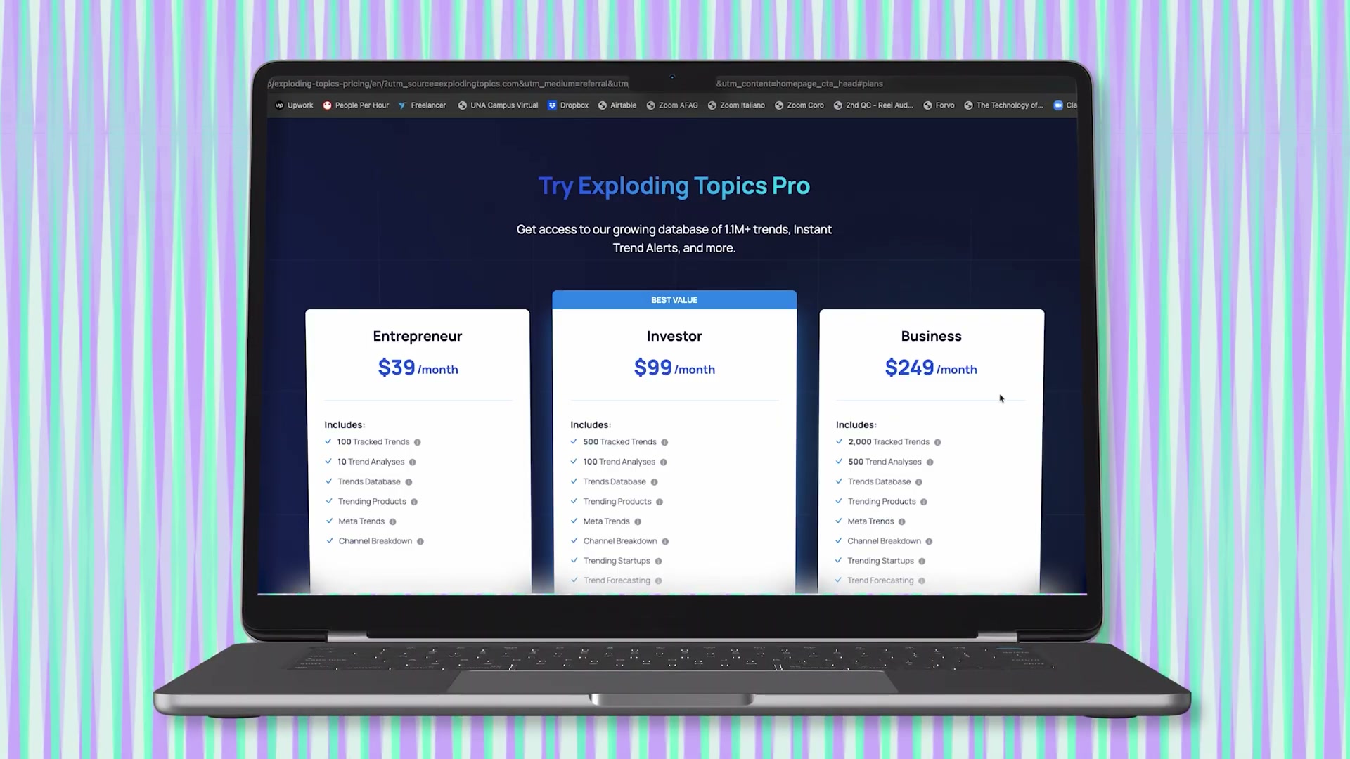 Exploding Topics' AI Startups tracker shows emerging companies by growth rate — apilayer leads with +944% search growth