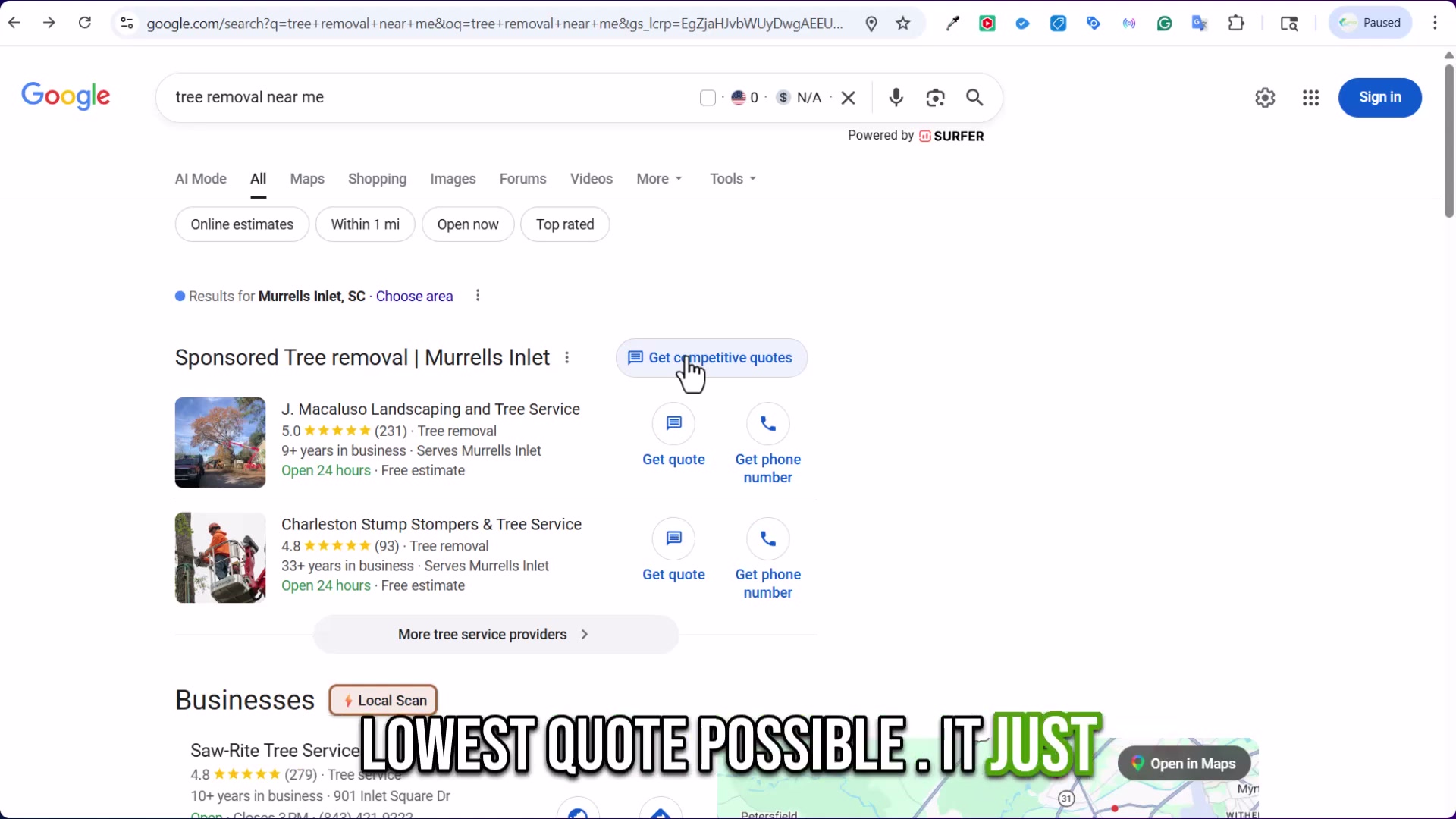 Local Services Ads surface 'Get quote' and 'Get phone number' CTAs directly on the SERP — friction is nearly zero for high-intent buyers.