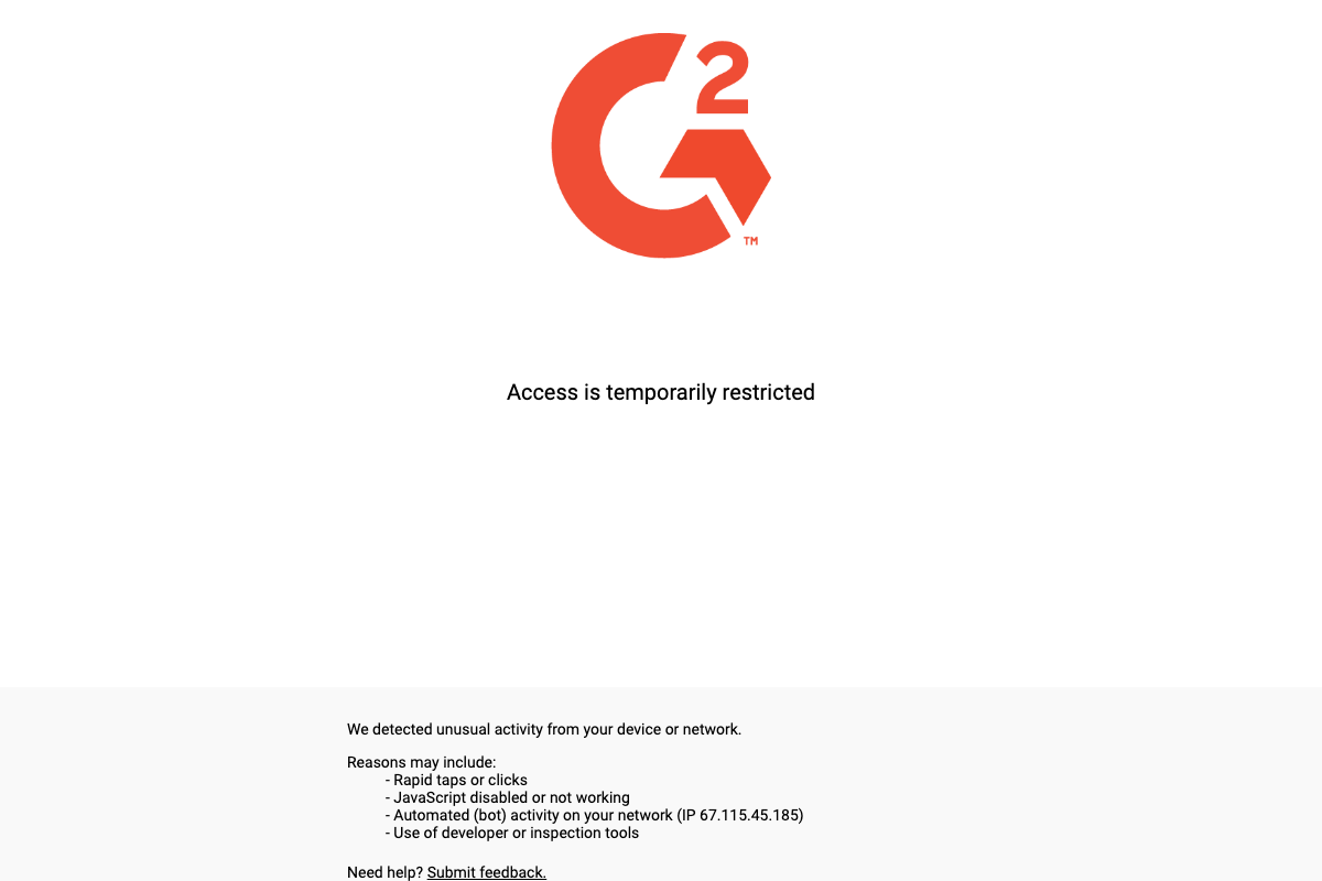 G2.com access-restriction page — bot-detection blocked all capture attempts; no platform content was verifiable.