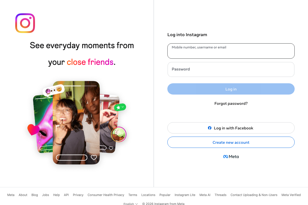 Instagram homepage (instagram.com) — Reels visible in promotional imagery; the Help Center article URL provided as a source did not load