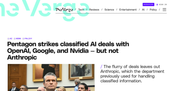 Article backdrop: Pentagon strikes classified AI deals with OpenAI, Google, an