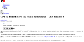 Article backdrop: GPT-5.5 Instant shows you what it remembered — just not all