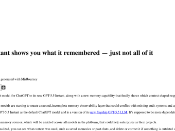 Article backdrop: GPT-5.5 Instant shows you what it remembered — just not all