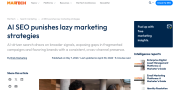 Article backdrop: AI SEO punishes lazy marketing strategies by Brick Marketing